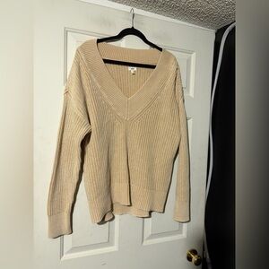 Aerie V neck tan sweater